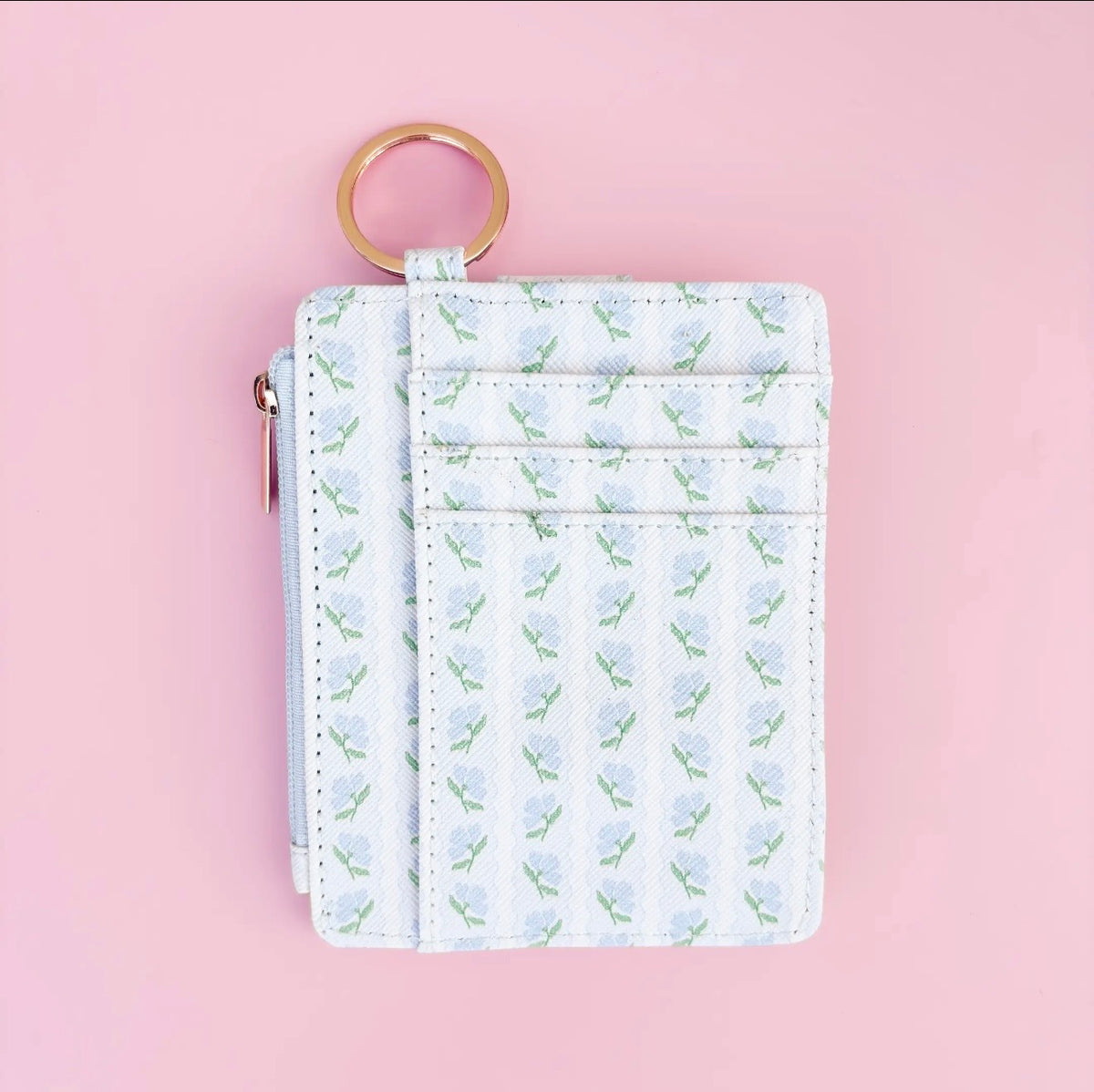 Blue Belle Floral Key-Chain Wallet