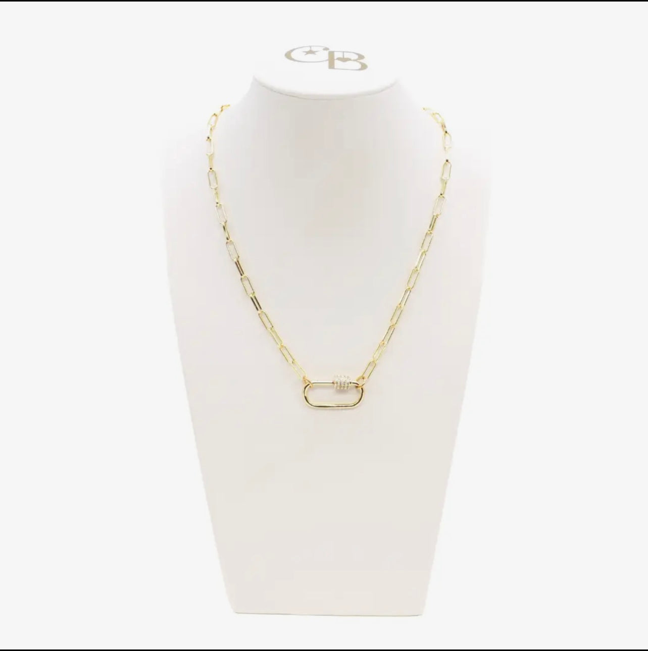 Gold Ashley Necklace with Large Gabi Carabiner (18")