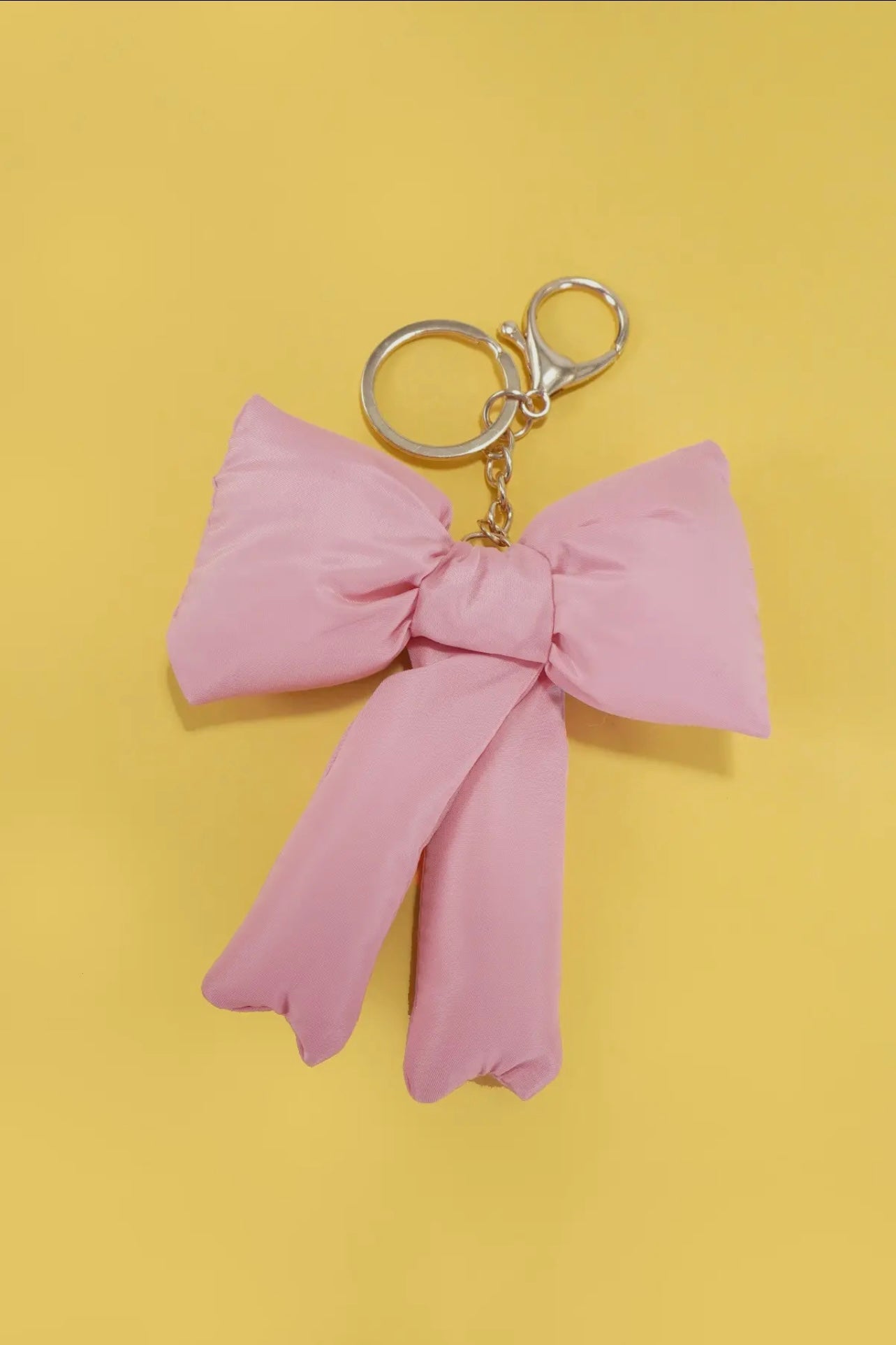Pink Puffy Bow Ribbon Bag Charm Keychain