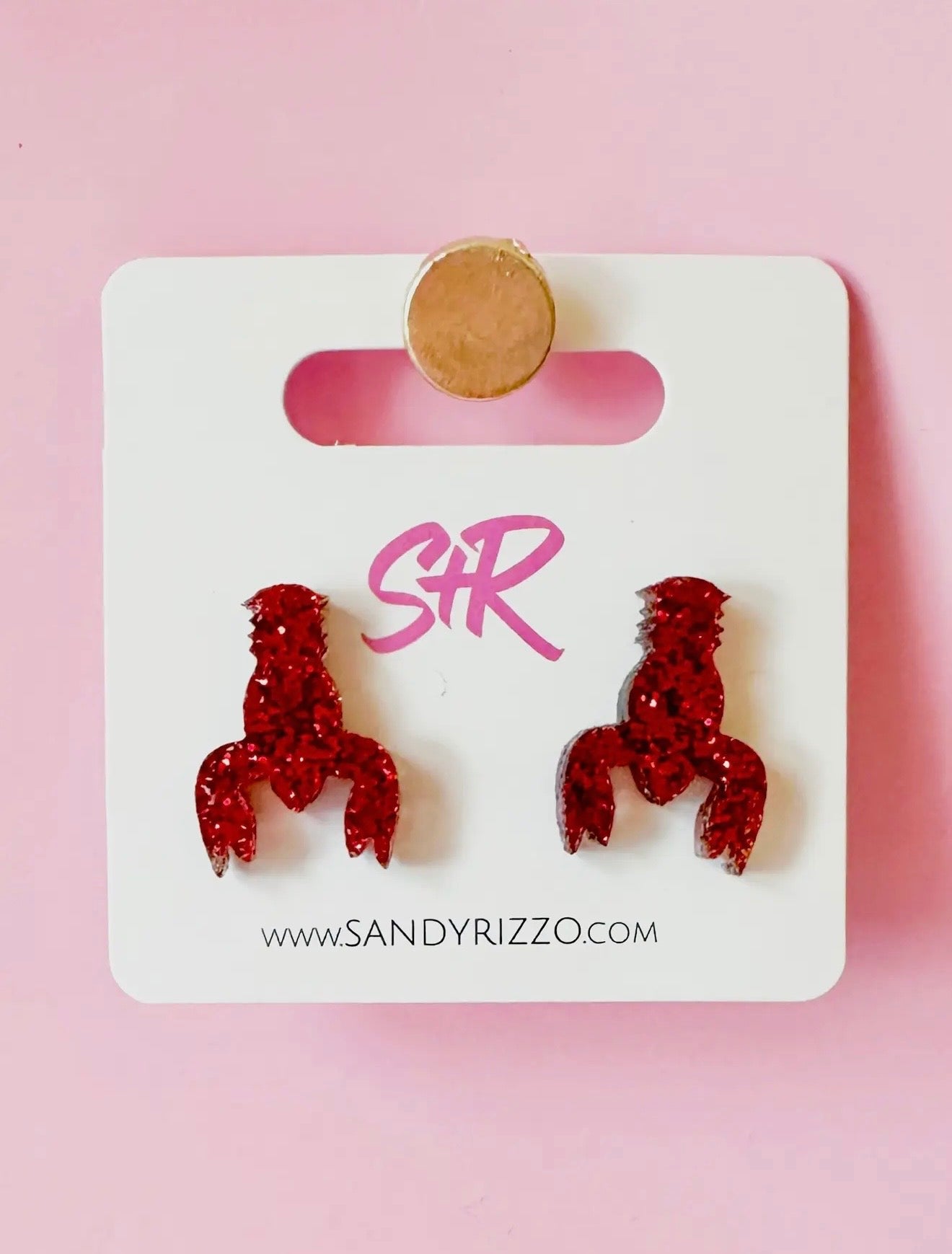 Red Glitter Acrylic Crawfish Stud