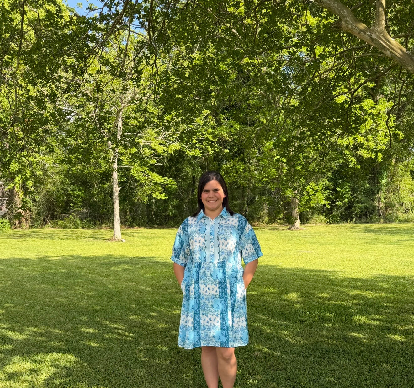 Blue and White Floral Dress