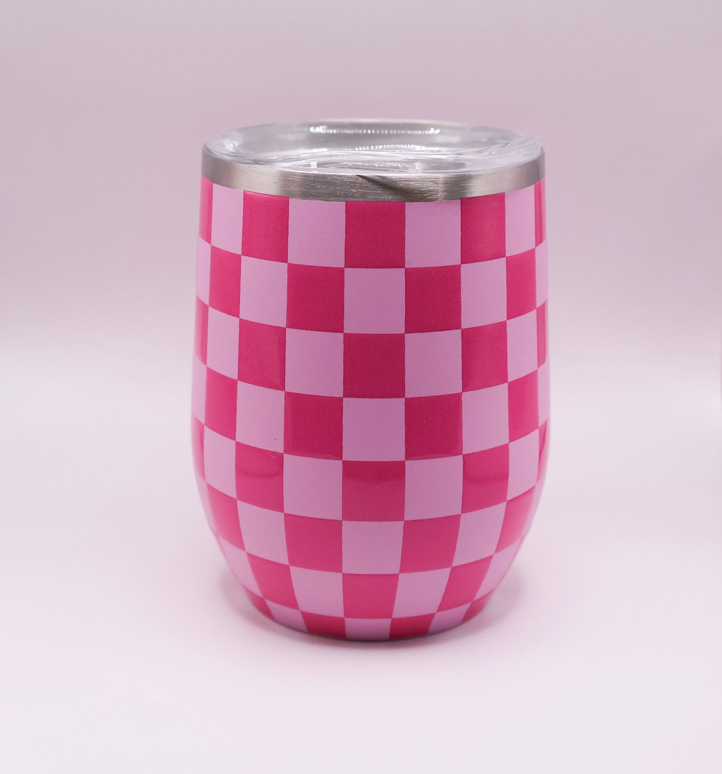Pink Checker Wine Tumbler