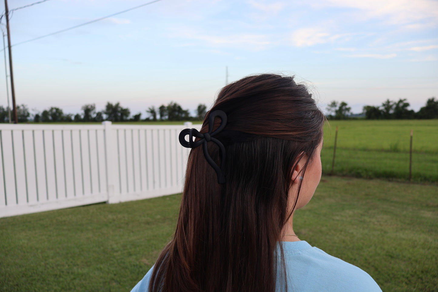 Black Matte Bow Hair Claw Clip