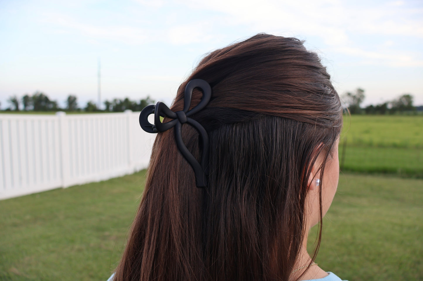 Black Matte Bow Hair Claw Clip