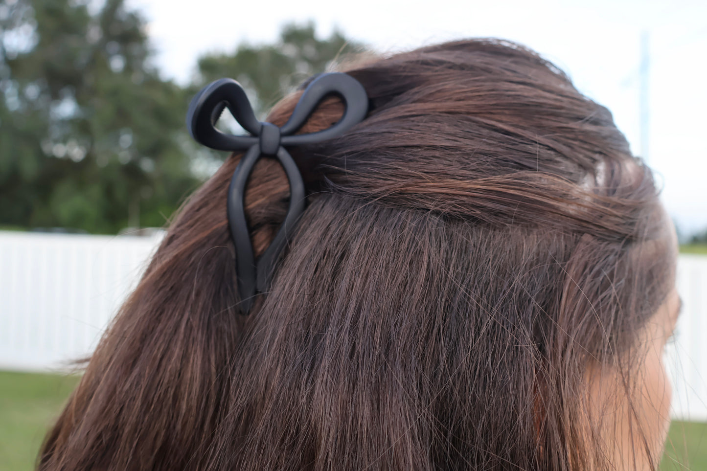 Black Matte Bow Hair Claw Clip