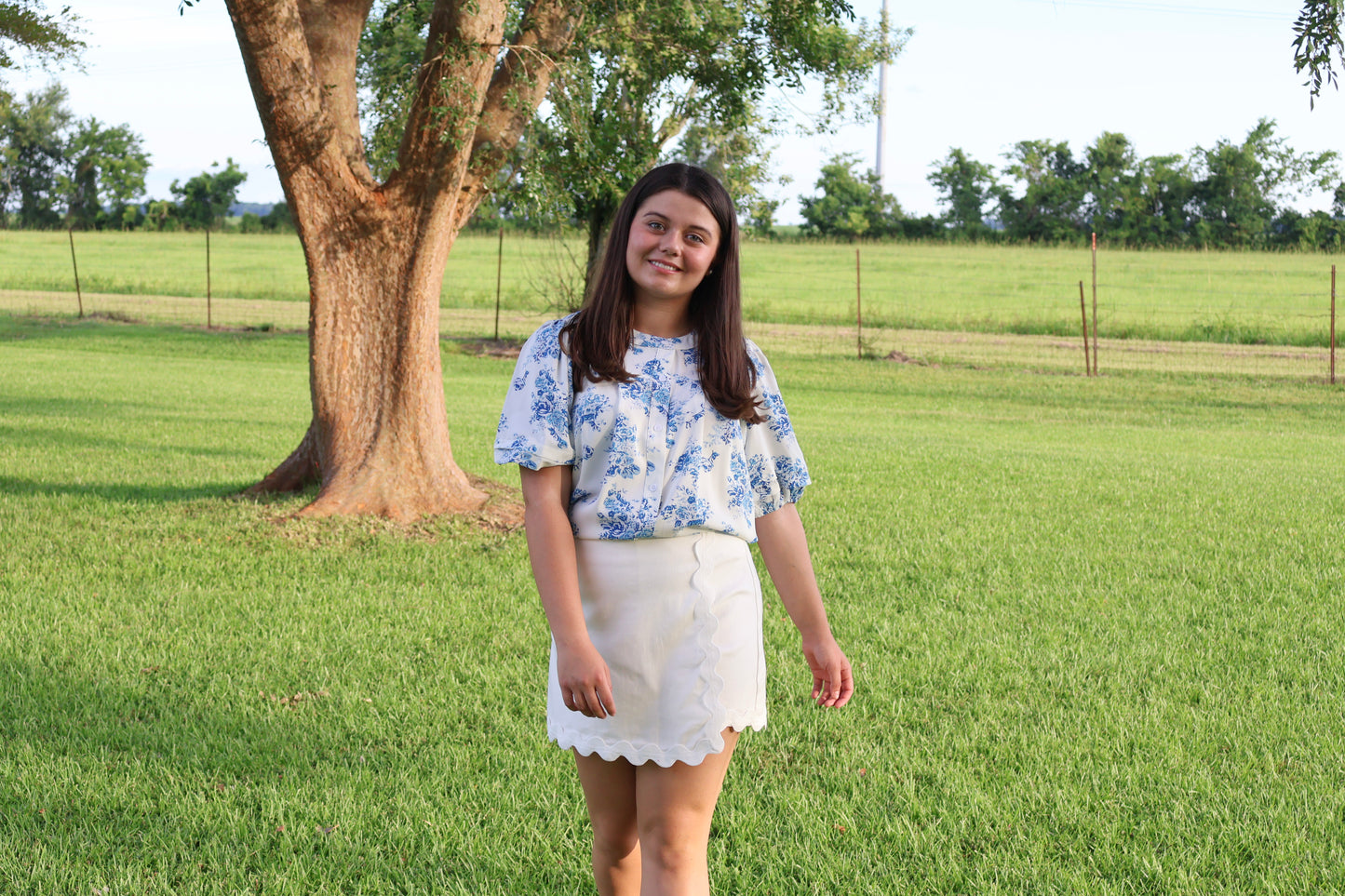 Floral Pleated Button Up