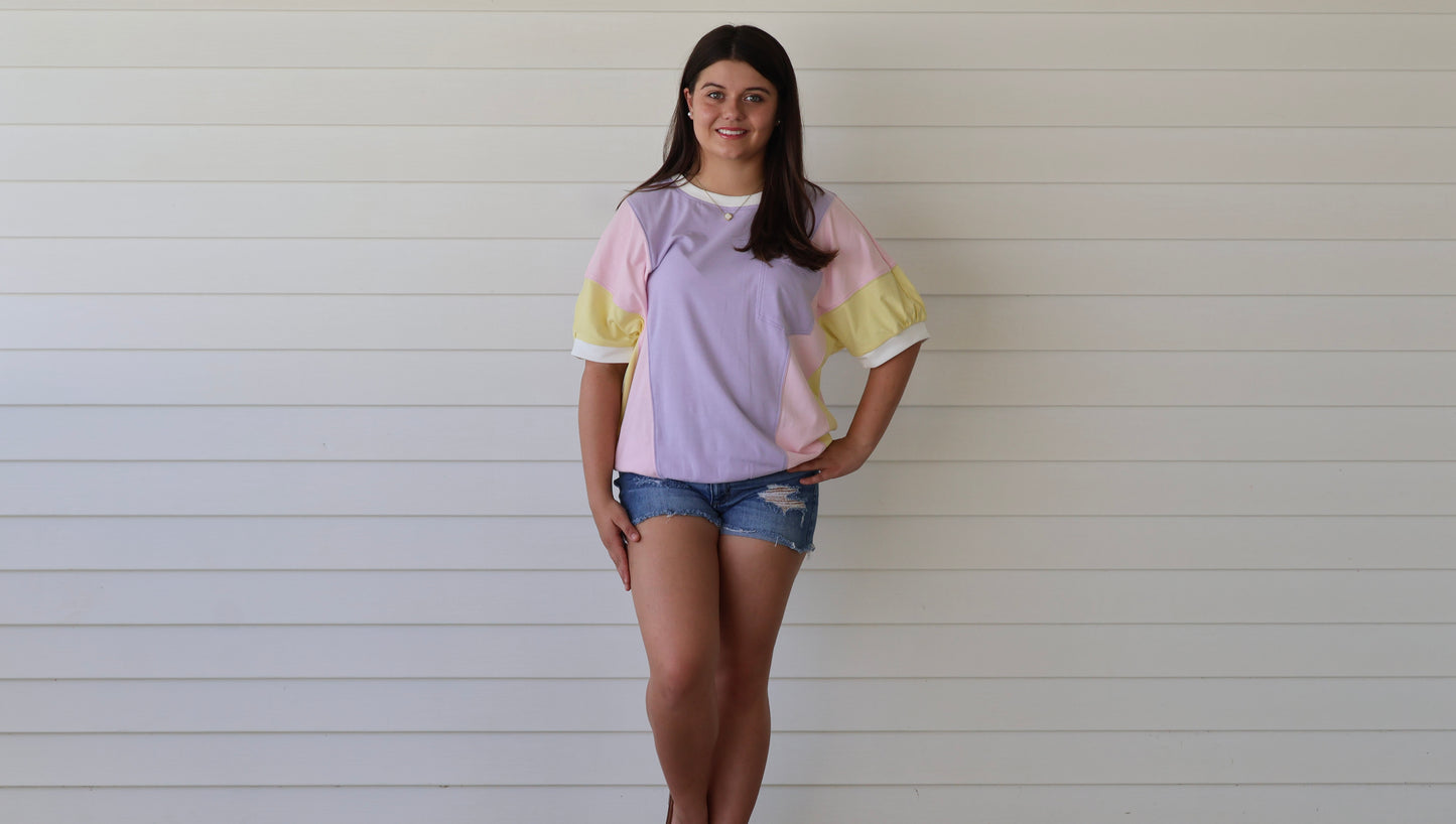 Colorblock Short Sleeve Oversized T-Shirt