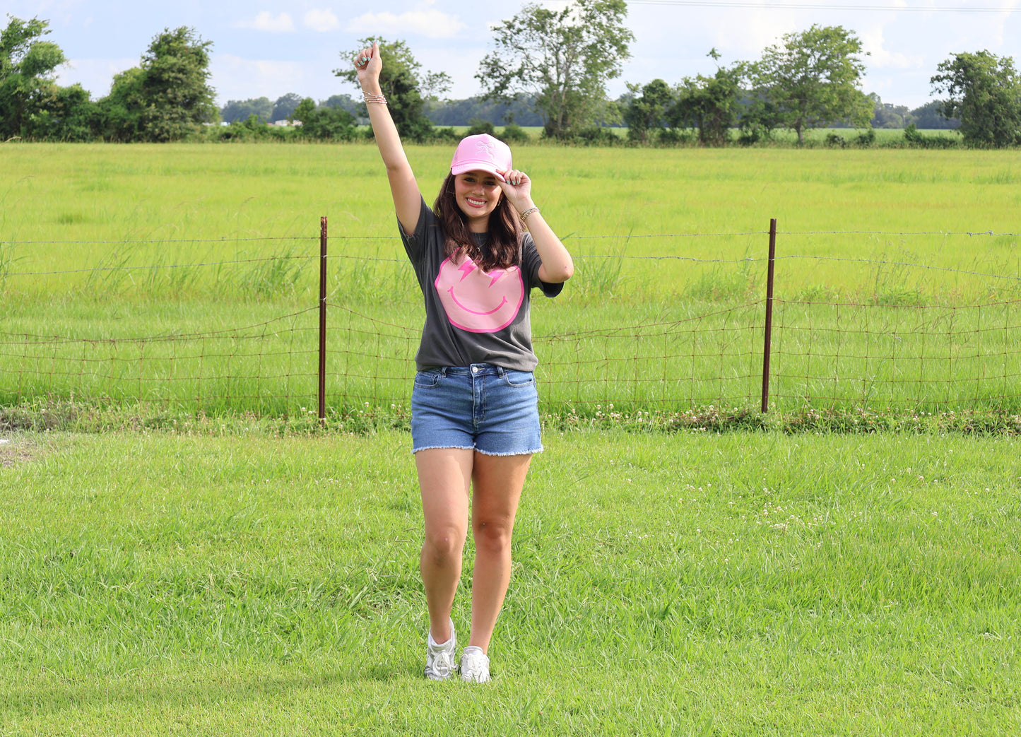 Pink Embroidery Ribbon Bow Trucker Hat