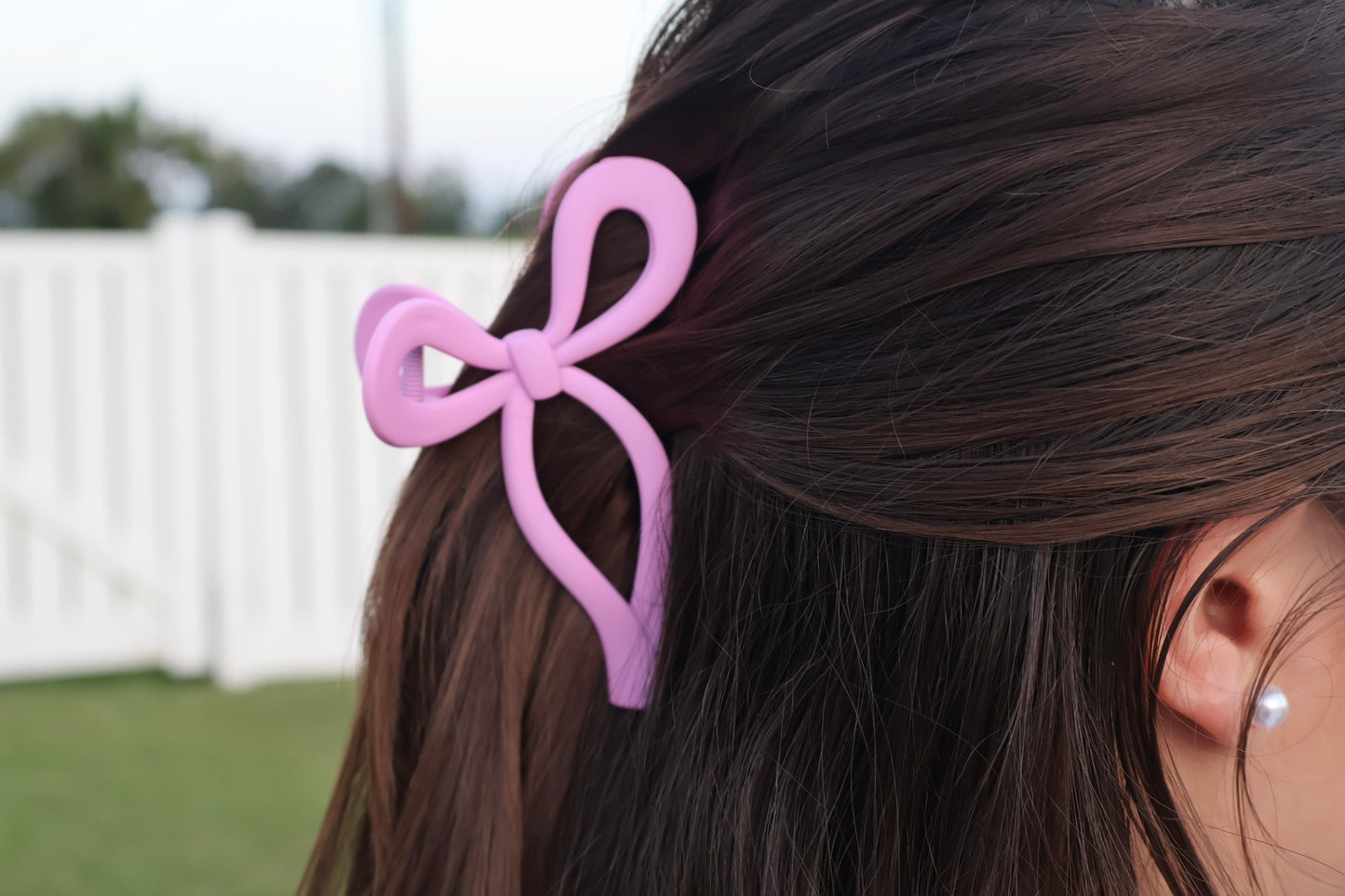 Spring Pink Matte Bow Hair Claw Clip