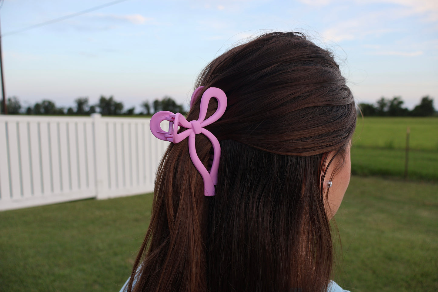 Spring Pink Matte Bow Hair Claw Clip
