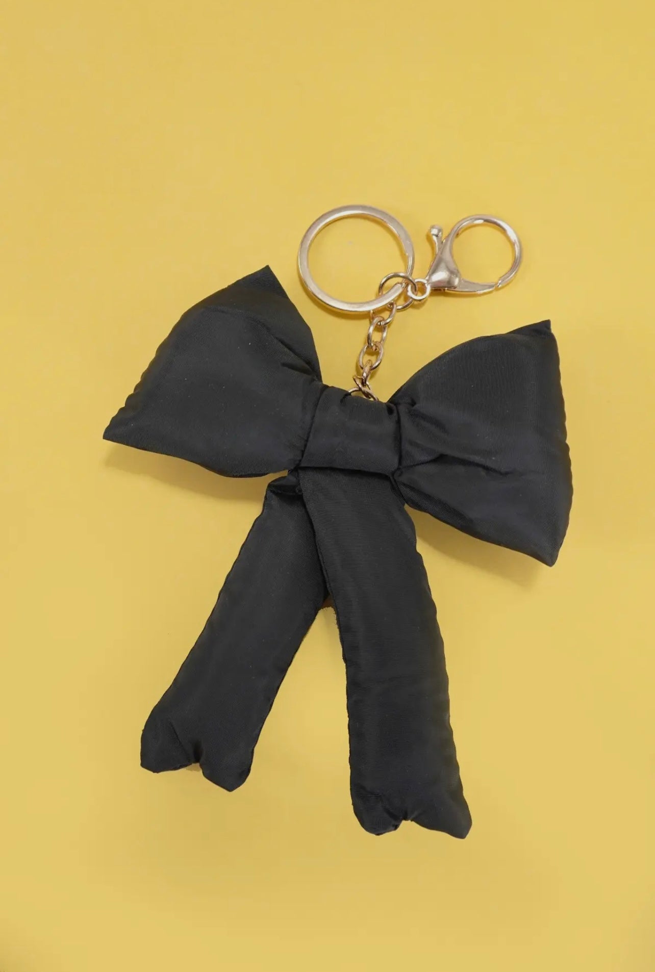 Black Puffy Bow Ribbon Bag Charm Keychain