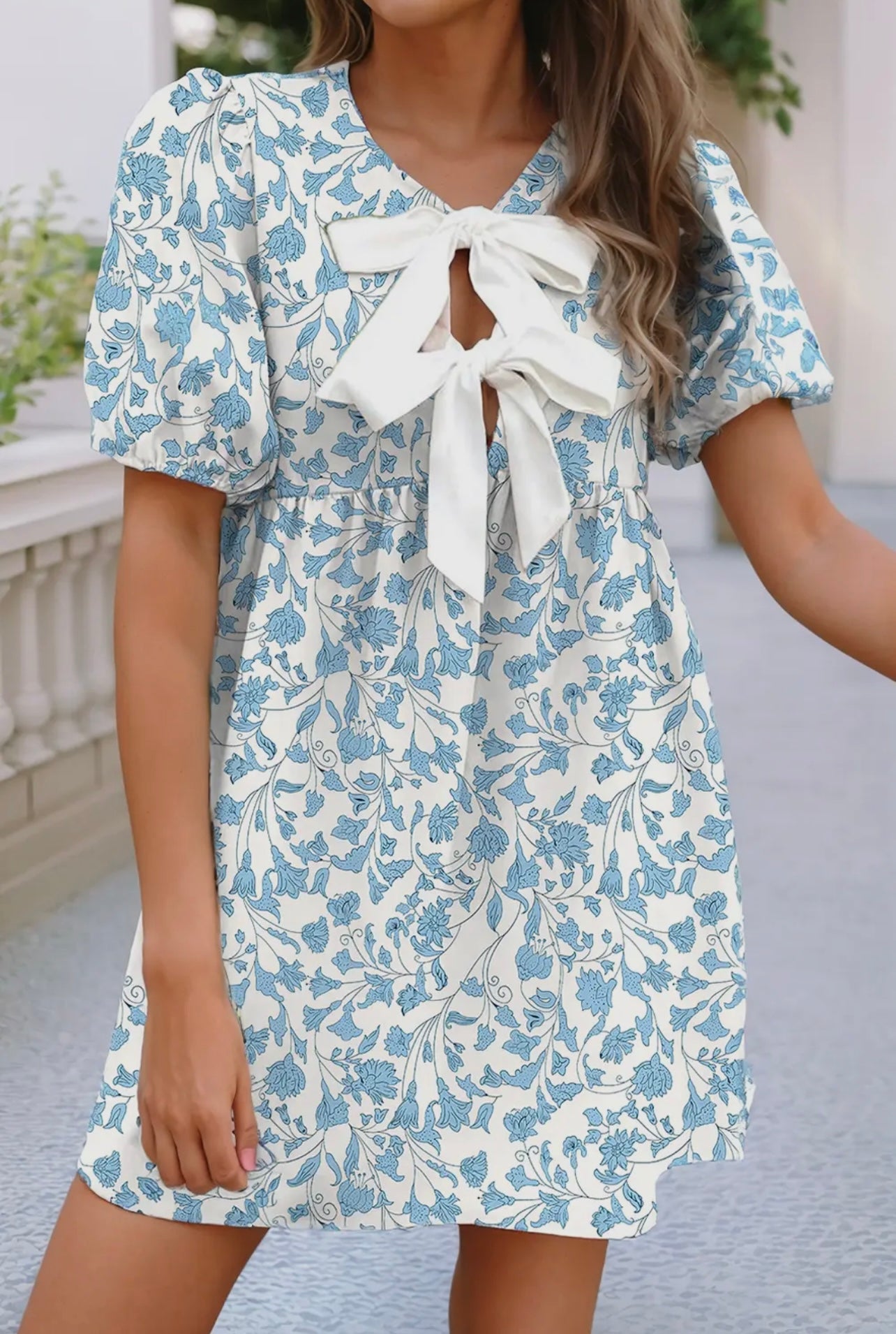 Floral Bubble Sleeve Dress
