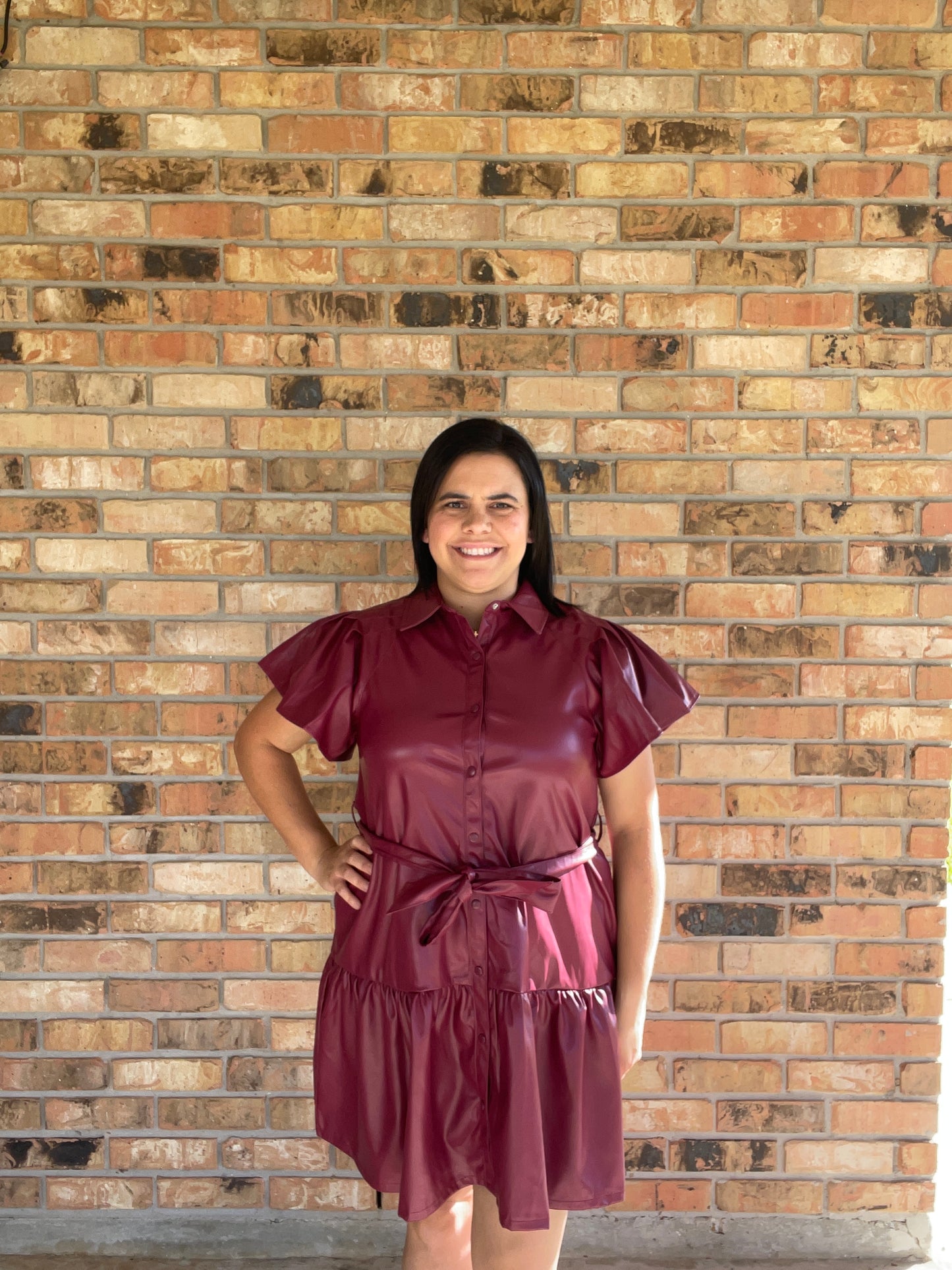 Plum Faux Leather Dress