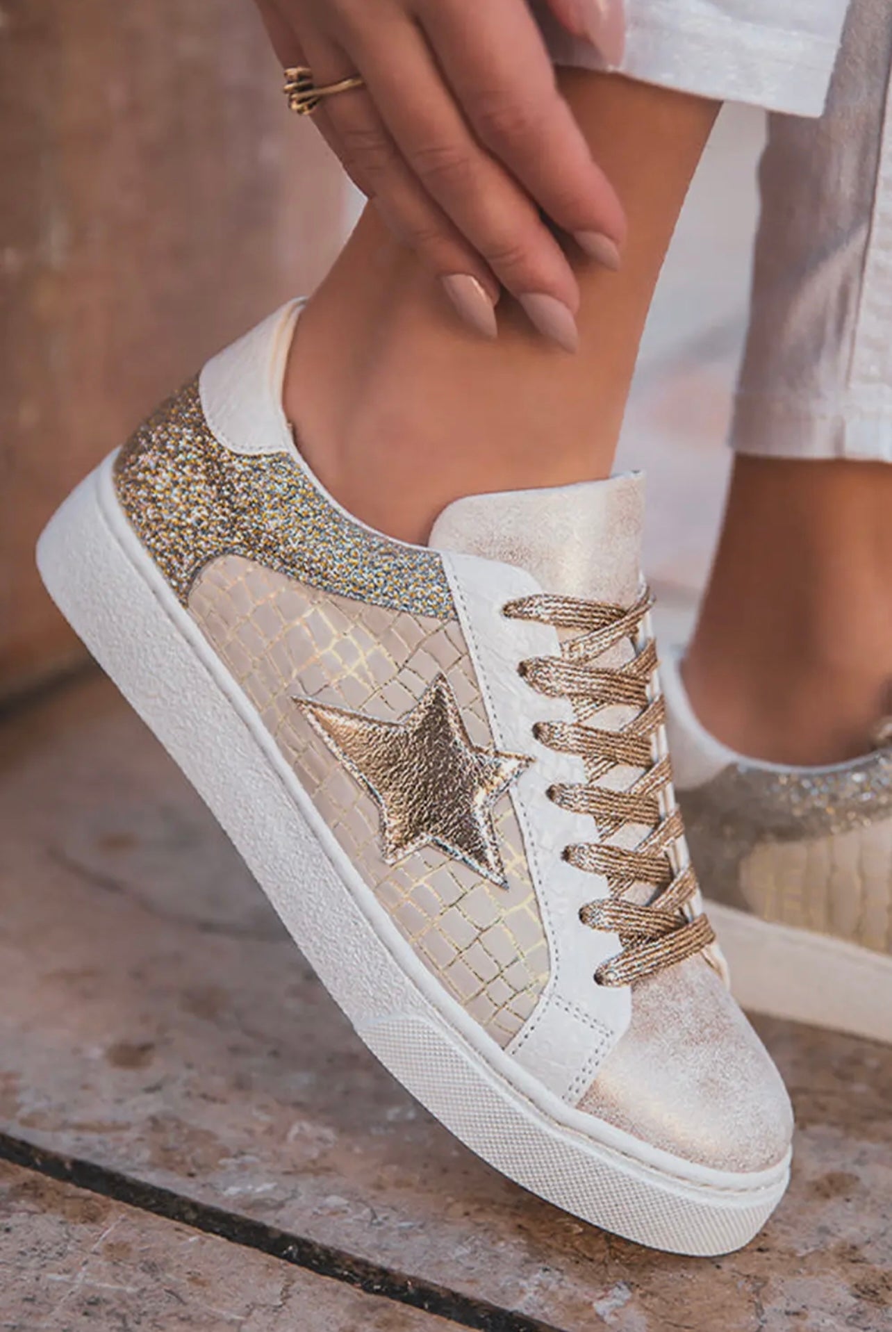 Glitter Lace-up Sneakers