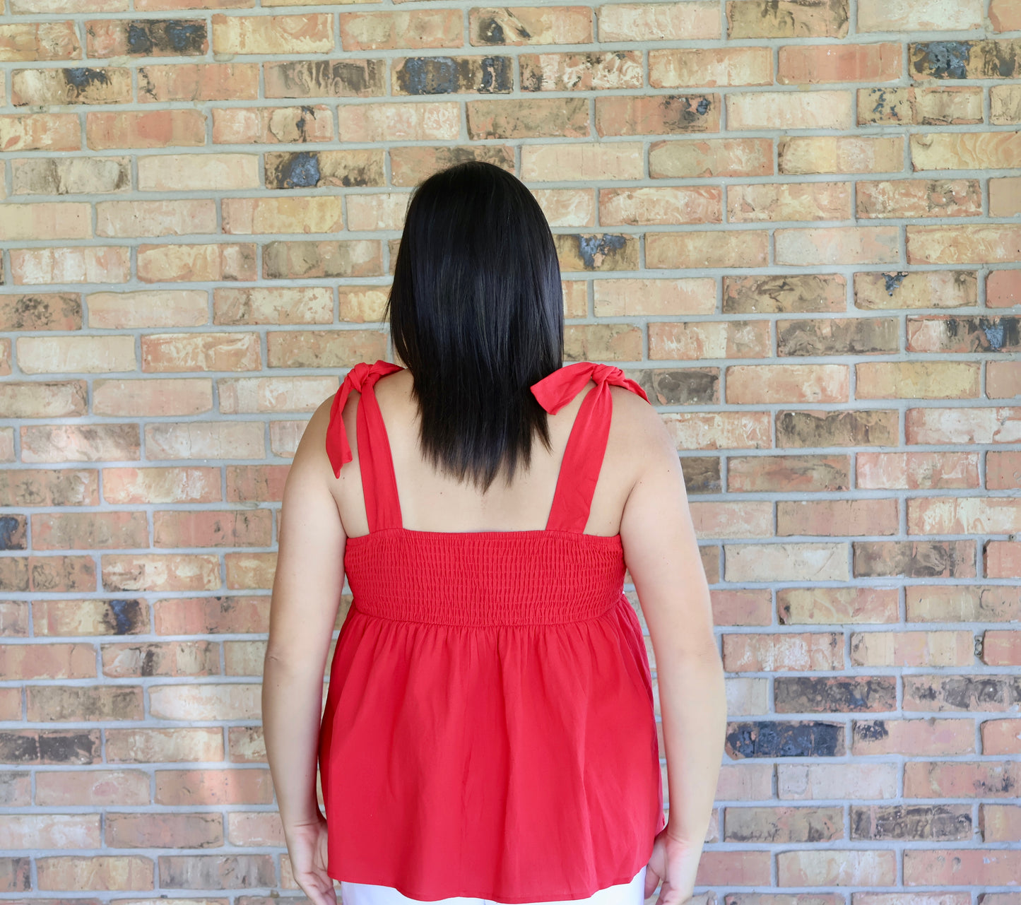Red Embroidered Tank Top