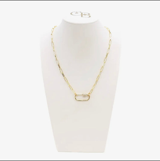 Gold Ashley Necklace with Large Gabi Carabiner (18")