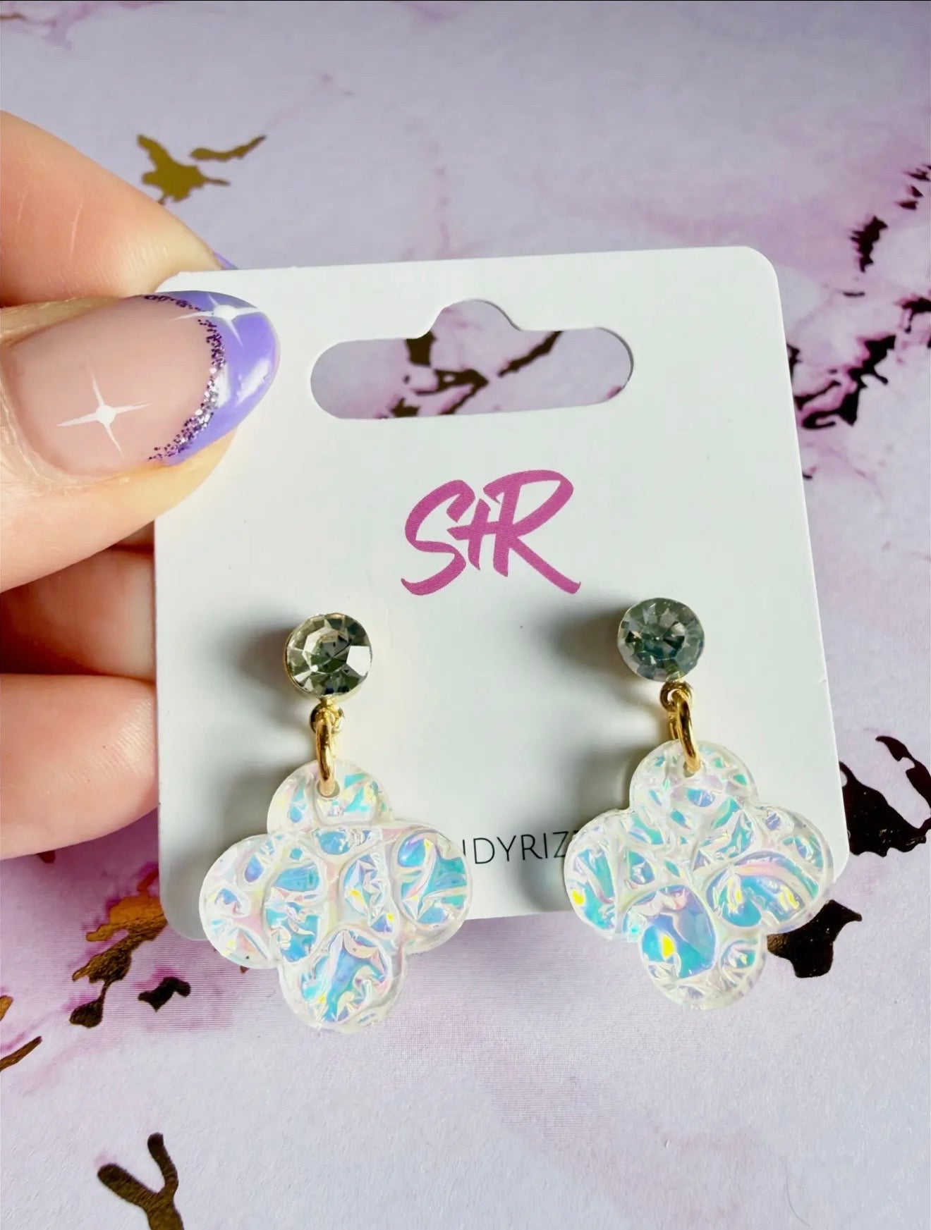 Moonstone Petite Quatrefoil Dangle