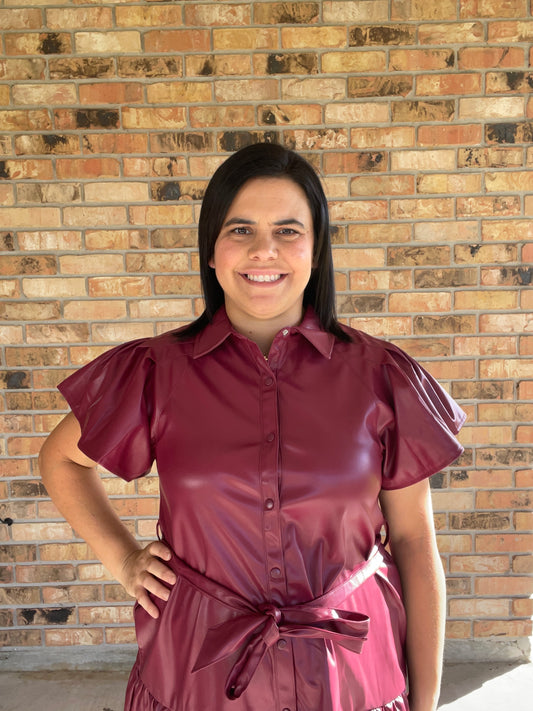 Plum Faux Leather Dress