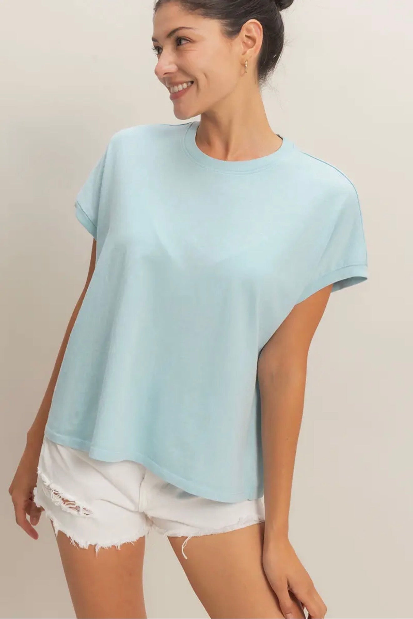 Capped Sleeve Mineral Wash T-Shirt