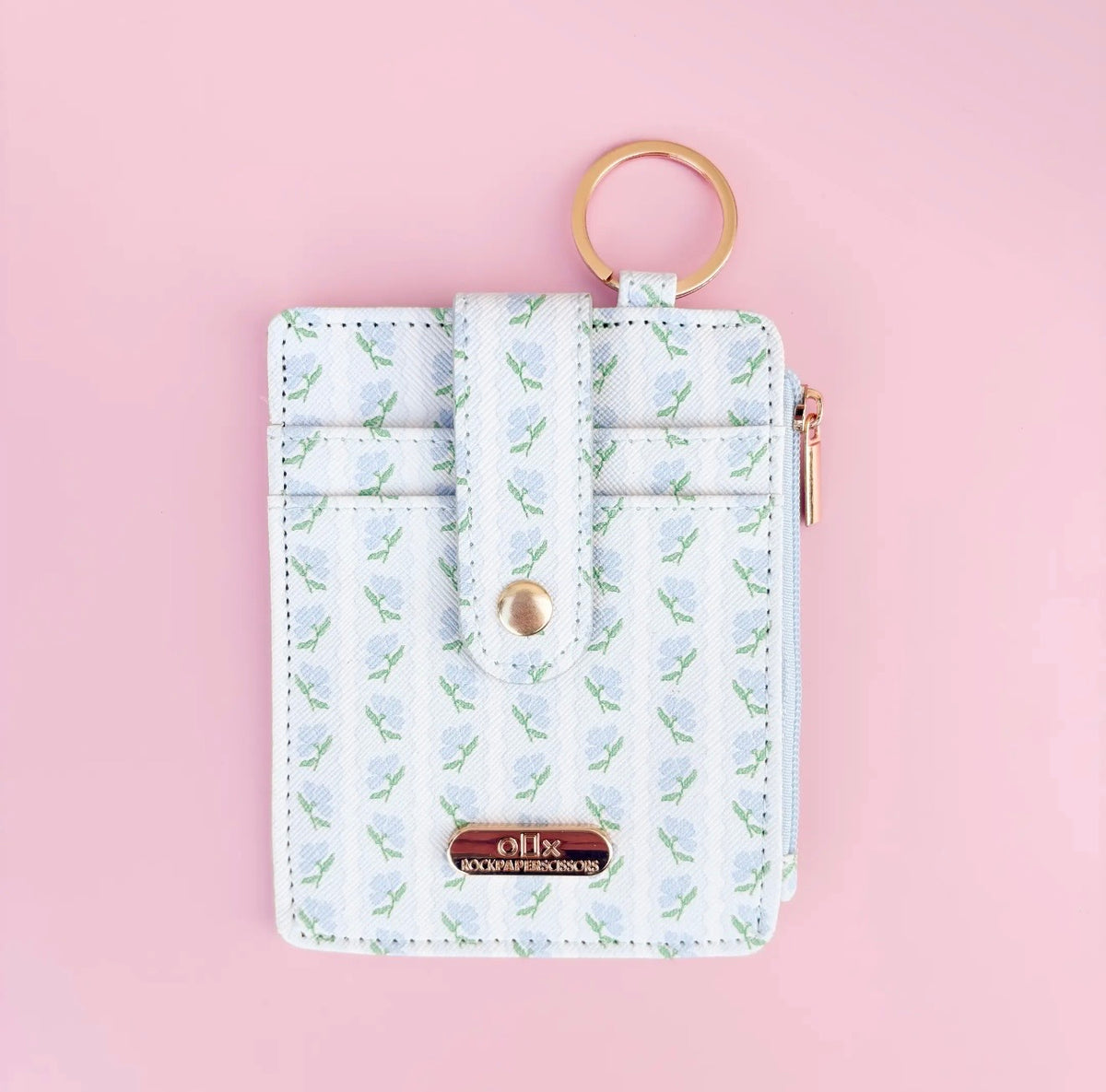 Blue Belle Floral Key-Chain Wallet