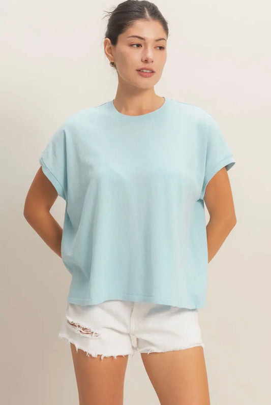 Capped Sleeve Mineral Wash T-Shirt