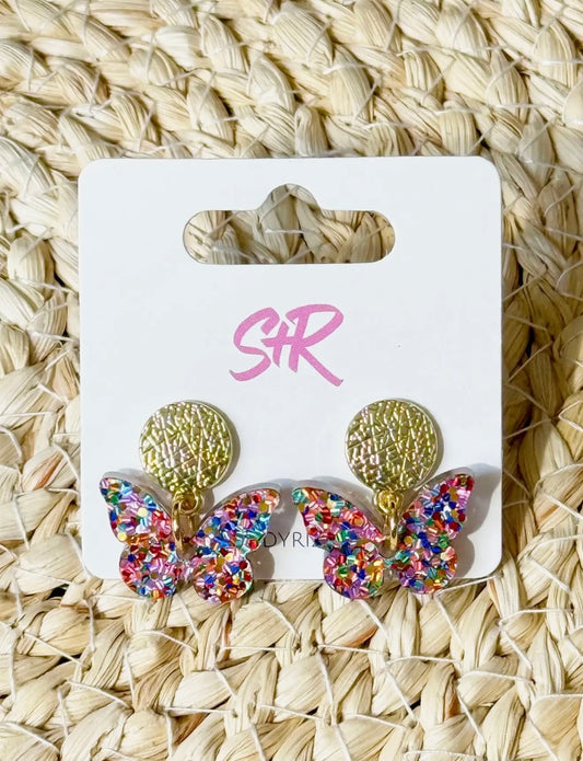 Confetti Dot Acrylic Tween Butterfly Earring