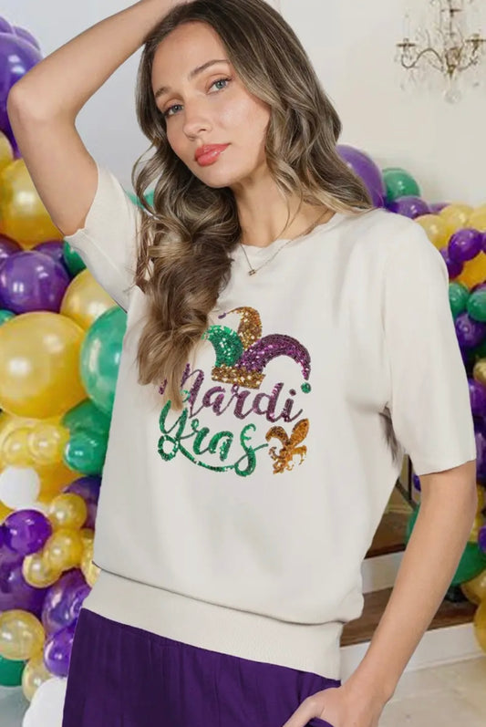 Mardi Gras Sequin Sweater