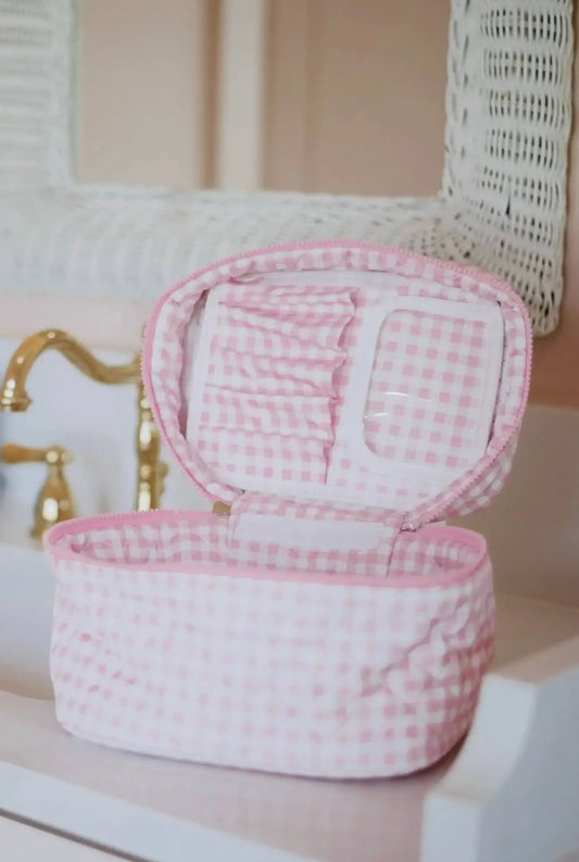 Light Pink Plaid Cosmetic Bag