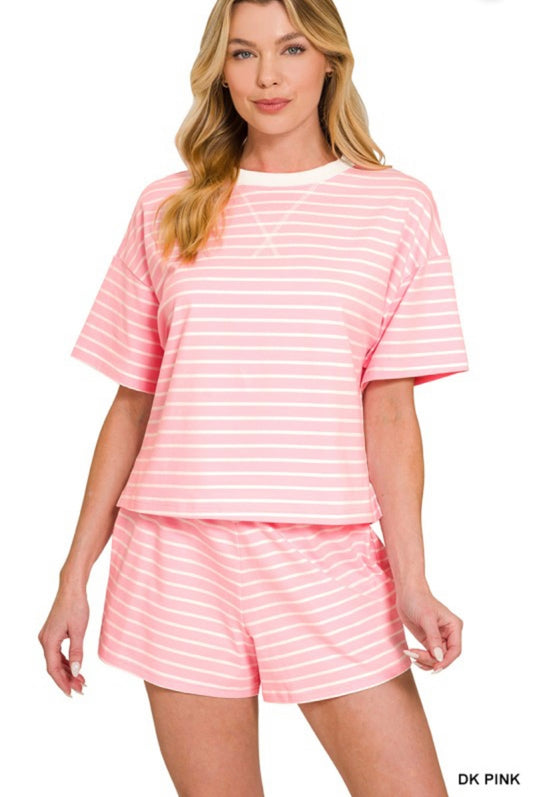 Dark Pink Striped Set