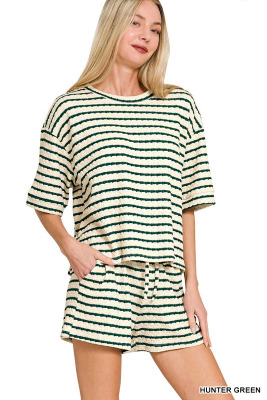 Hunter Green Striped Set