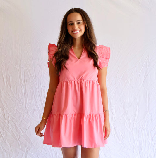 Shoulder Ruffle Babydoll Mini Dress