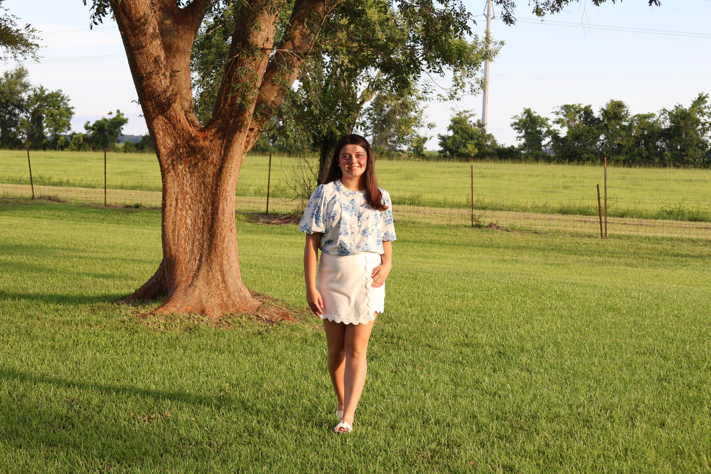 Floral Pleated Button Up