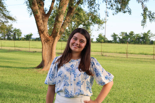 Floral Pleated Button Up