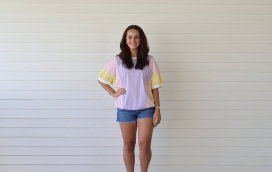 Colorblock Short Sleeve Oversized T-Shirt