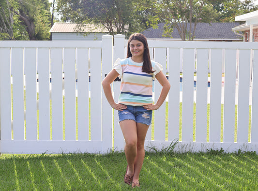 Elowen Striped Flutter Sleeve Blouse