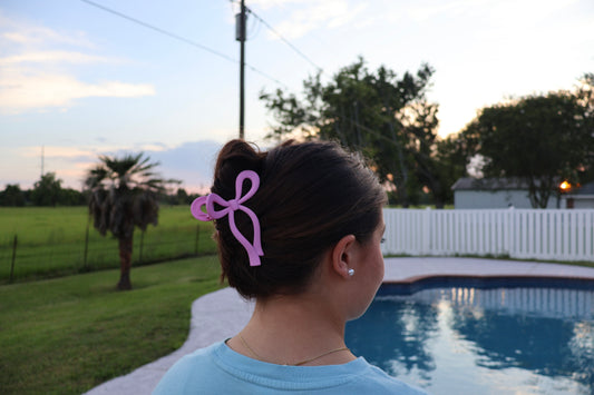 Spring Pink Matte Bow Hair Claw Clip