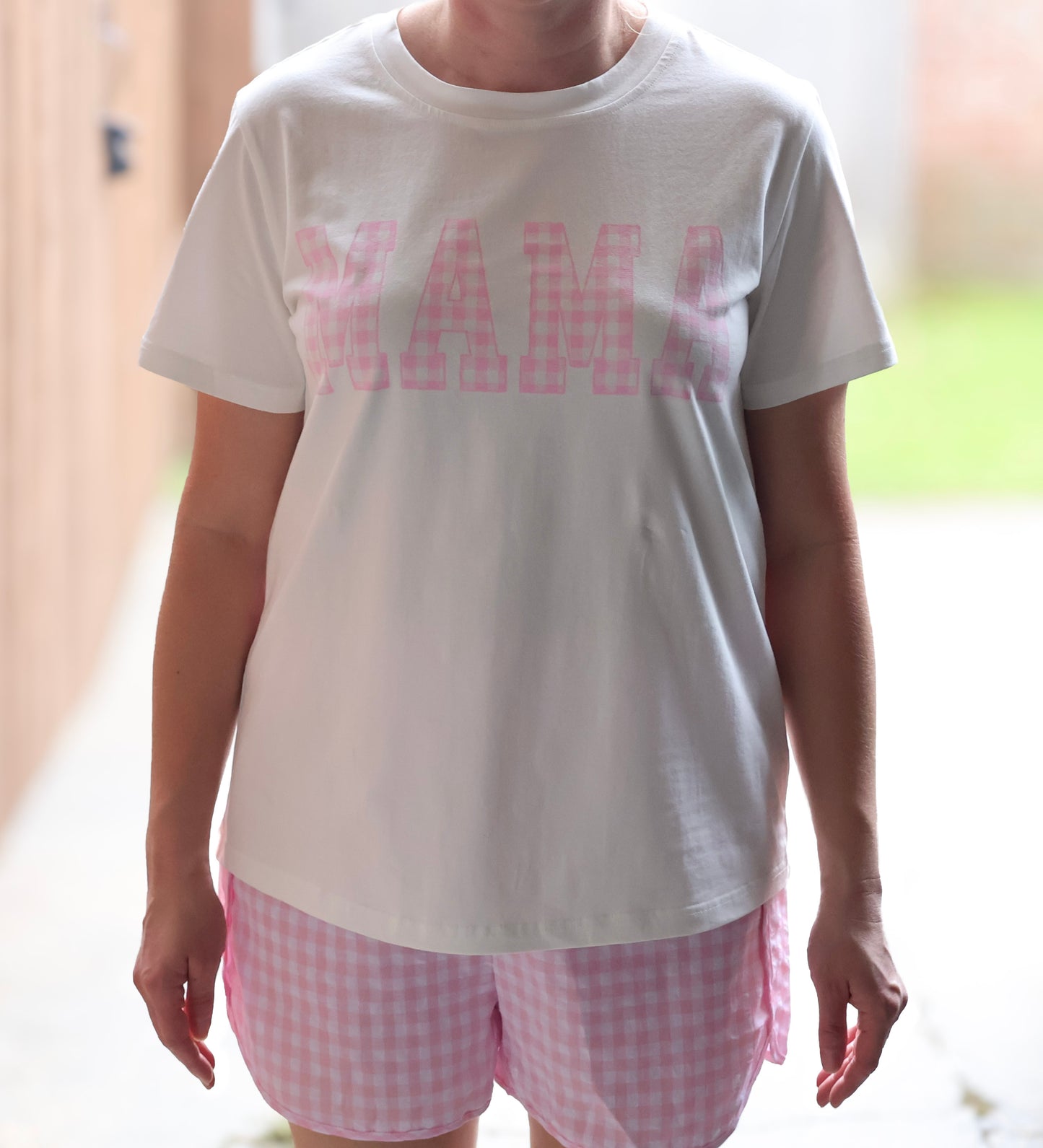 Mama Tee & Plaid Shorts Set
