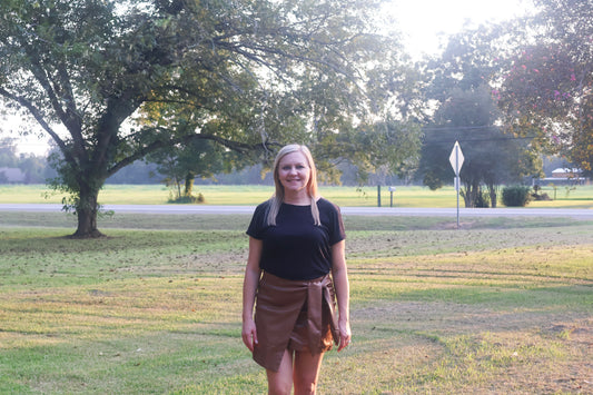 Leather Wrapped Mini Skirt