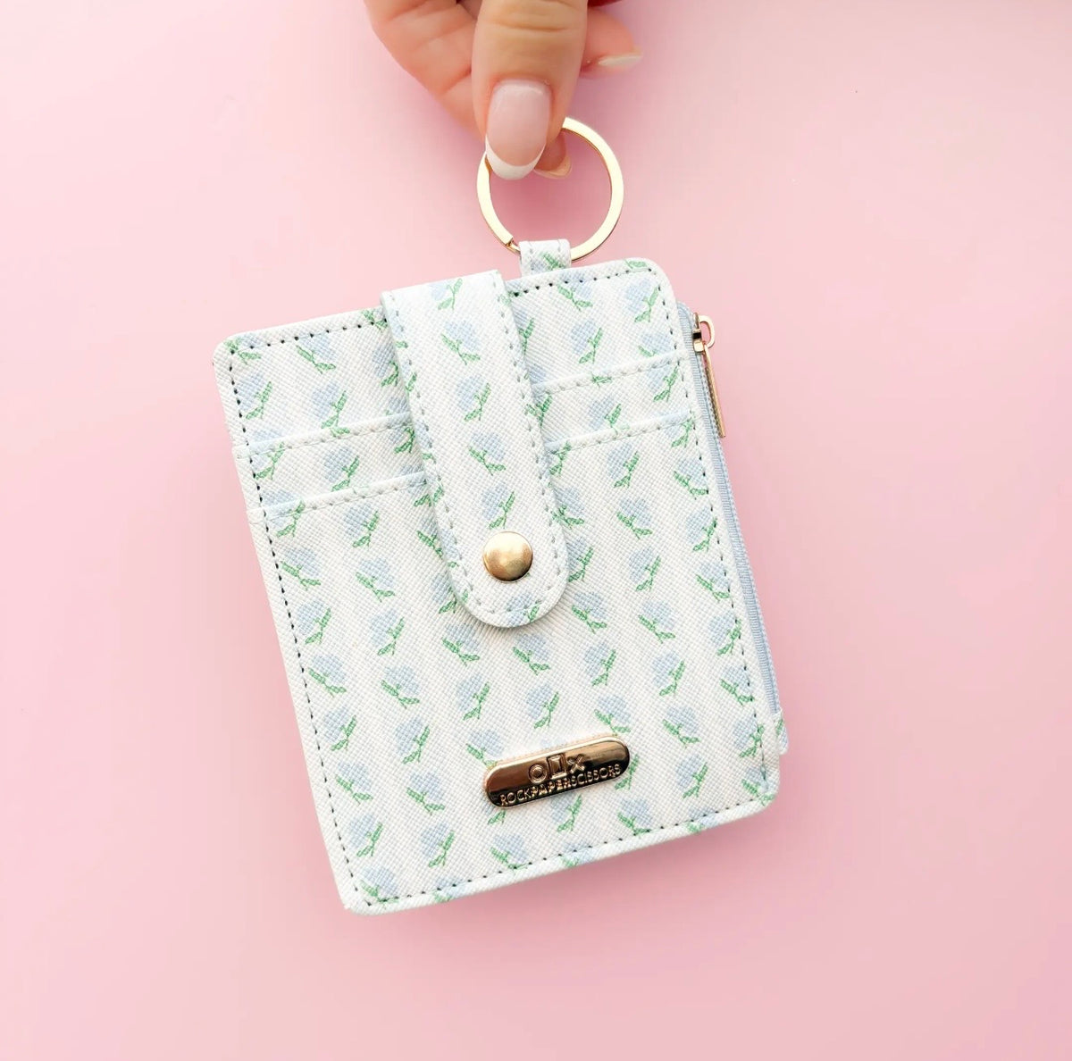 Blue Belle Floral Key-Chain Wallet