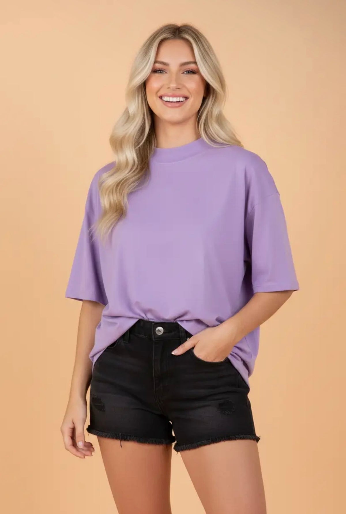 Wisteria Oversized High Neck Tee