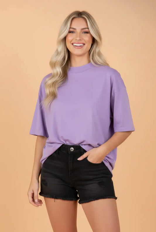 Wisteria Oversized High Neck Tee