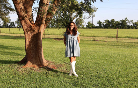 Denim Collared Short Sleeve Dress